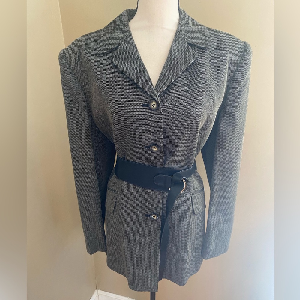 Vintage Jones New York Power
Academia Gray Boxy Boyfriend Wool Blazer Women 16